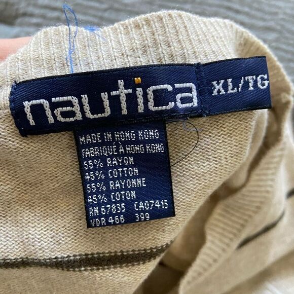 Vintage Oversized Brown Nautica Striped Sweater - Picture 4 of 4